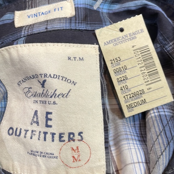 American Eagle Outfitters Vintage Fit Snap Down Shirt Long Sleeve NWT Medium - Picture 3 of 11